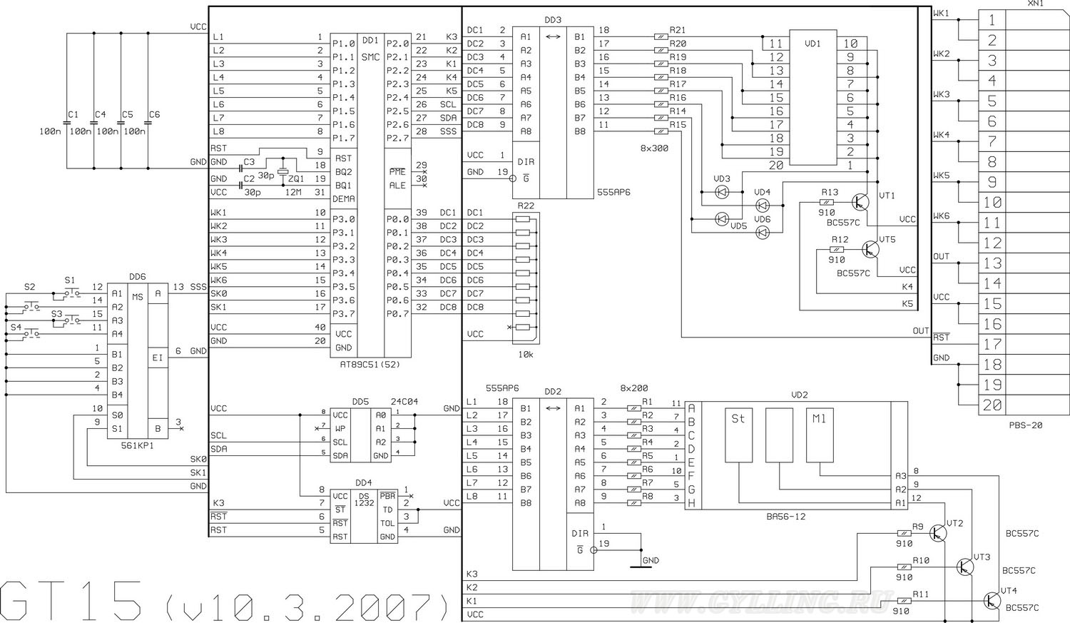 Схема процессорной платы терморегулятора